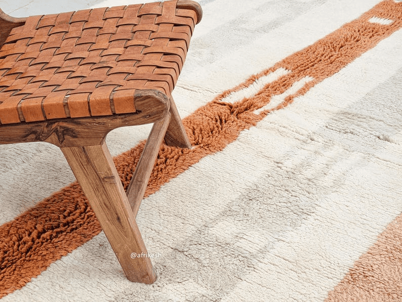 Tanagh – White and Brown Striped Rug | Moroccan Beni Ourain Rug – Custom Sizes - Image 6