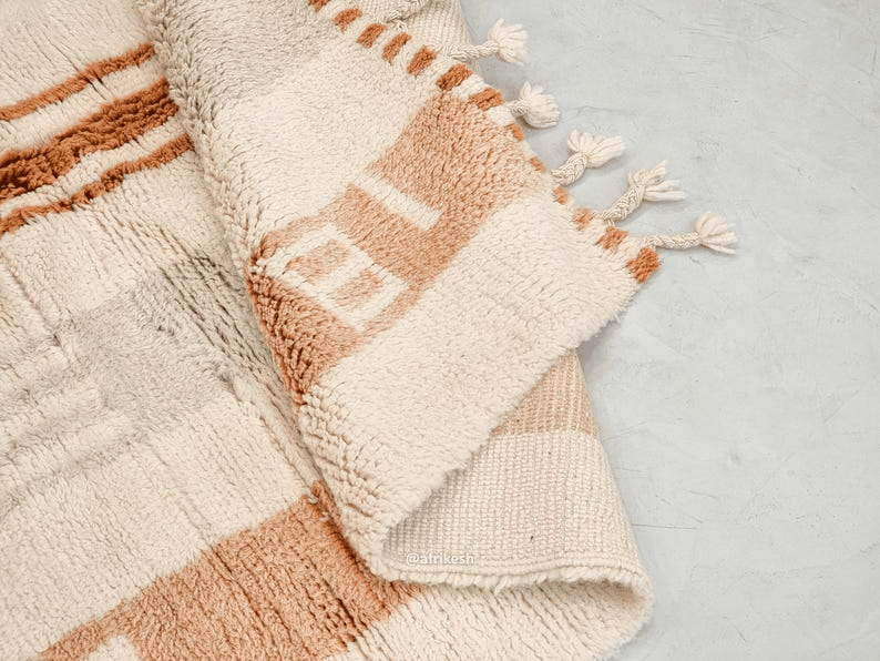 Tanagh – White and Brown Striped Rug | Moroccan Beni Ourain Rug – Custom Sizes - Image 8