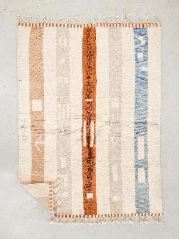 Tanagh – White and Brown Striped Rug | Moroccan Beni Ourain Rug – Custom Sizes