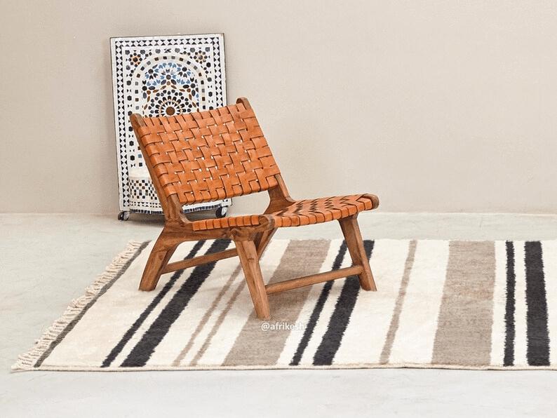 Tanaghma – Beige and black Rug | Moroccan Beni Ourain Striped Carpet– Custom Sizes - Image 4