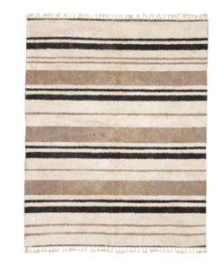 Tanaghma – Beige and black Rug | Moroccan Beni Ourain Striped Carpet– Custom Sizes