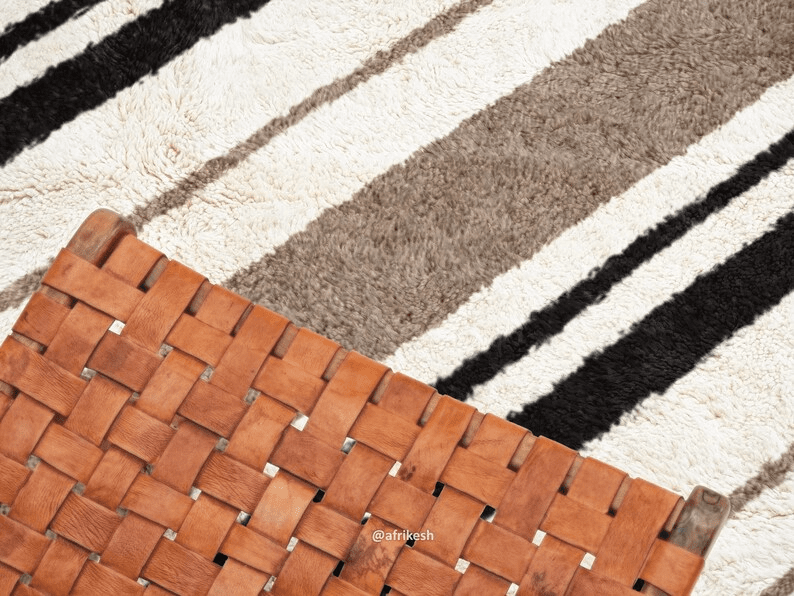 Tanaghma – Beige and black Rug | Moroccan Beni Ourain Striped Carpet– Custom Sizes - Image 5