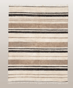 Tanaghma – Beige and black Rug | Moroccan Beni Ourain Striped Carpet– Custom Sizes