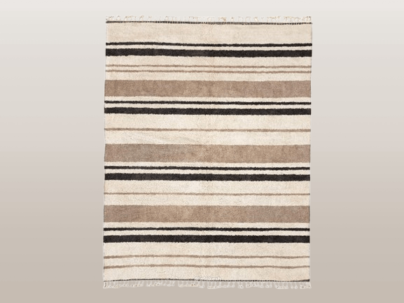 Tanaghma – Beige and black Rug | Moroccan Beni Ourain Striped Carpet– Custom Sizes