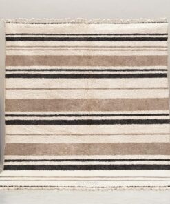 Alternative view of Tanaghma – Beige and black Rug | Moroccan Beni Ourain Striped Carpet– Custom Sizes