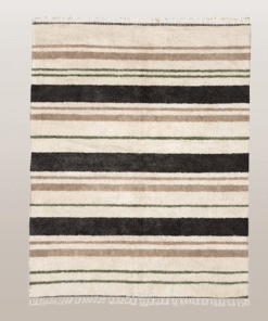 Tanaghma – Black and Beige Rug | Moroccan Beni Ourain Striped Carpet– Custom Sizes