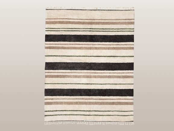 Tanaghma – Black and Beige Rug | Moroccan Beni Ourain Striped Carpet– Custom Sizes