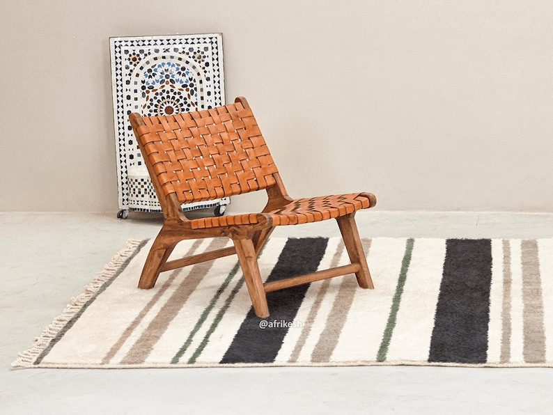 Tanaghma – Black and Beige Rug | Moroccan Beni Ourain Striped Carpet– Custom Sizes - Image 4