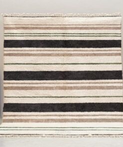 Alternative view of Tanaghma – Black and Beige Rug | Moroccan Beni Ourain Striped Carpet– Custom Sizes