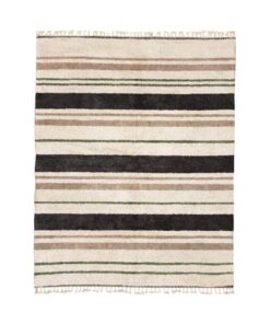Tanaghma – Black and Beige Rug | Moroccan Beni Ourain Striped Carpet– Custom Sizes