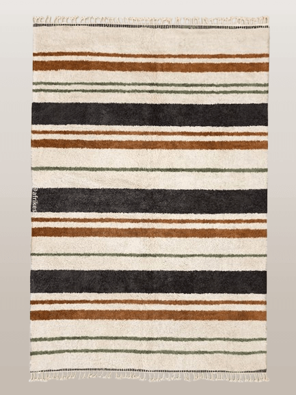 Tanaghma – Black and Brown Rug | Moroccan Beni Ourain Striped Carpet– Custom Sizes