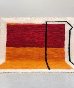 TURA –  Mustard and burgundy Rug – Beni Ourain Abstract Custom Rug