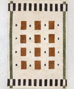 Tissilt – Beni Ourain Brown and White Rug – Custom Geometric Rug