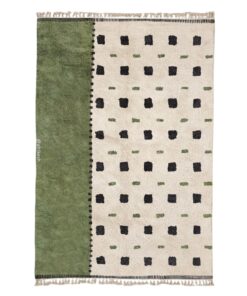 Tidili – Moroccan Beni Ourain Rug Green and White – Custom Geometric Berber Rug