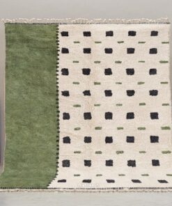Alternative view of Tidili – Moroccan Beni Ourain Rug Green and White – Custom Geometric Berber Rug