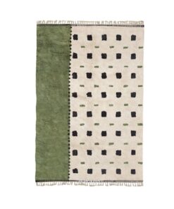 Tidili – Moroccan Beni Ourain Rug Green and White – Custom Geometric Berber Rug