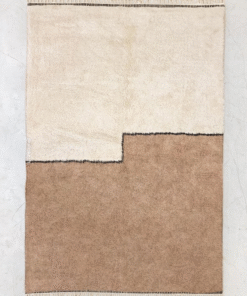 Tifawin– Beige And White Rug – Beni Ourain Abstract Custom Rug