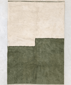 Tifawin– Green And White Rug – Beni Ourain Abstract Custom Rug