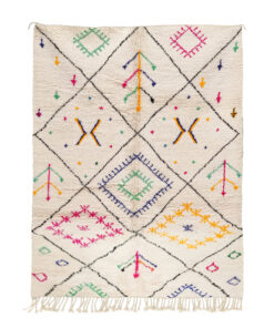 TILIWA – White and Pink Geometric Rug – Beni Ourain Custom Rug
