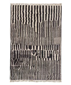 Tiniri  - Black And white Striped Beni Ourain Rug - Custom Made