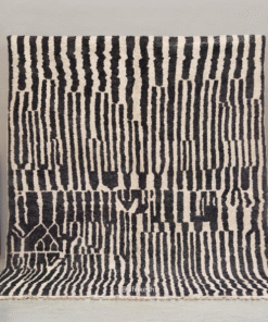 Tiniri  - Black And white Striped Beni Ourain Rug - Custom Made
