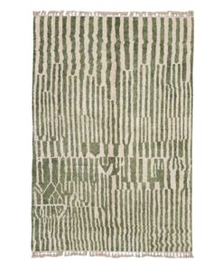 Tiniri  - Green And white Striped Beni Ourain Rug - Custom Made