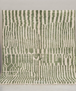Tiniri  - Green And white Striped Beni Ourain Rug - Custom Made
