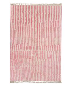 Tiniri  - Pink And white Striped Beni Ourain Rug - Custom Made
