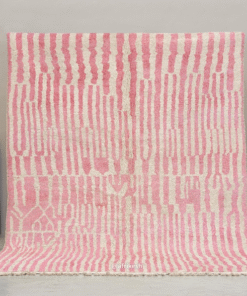 Tiniri  - Pink And white Striped Beni Ourain Rug - Custom Made