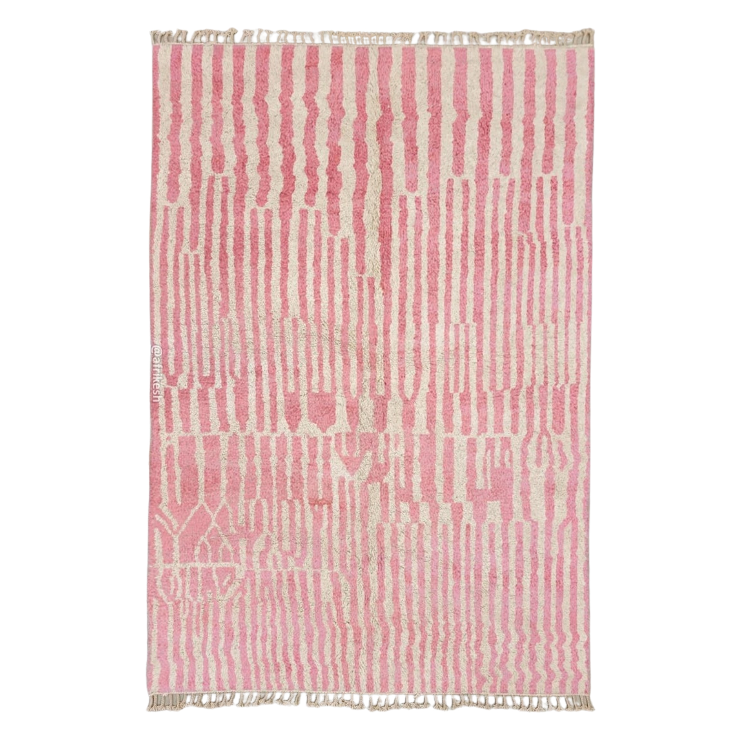 Tiniri - Pink And white Striped Beni Ourain Rug - Custom Made