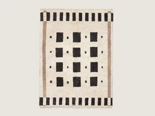 Tissilt – Beni Ourain Black and White Rug – Custom Geometric Rug