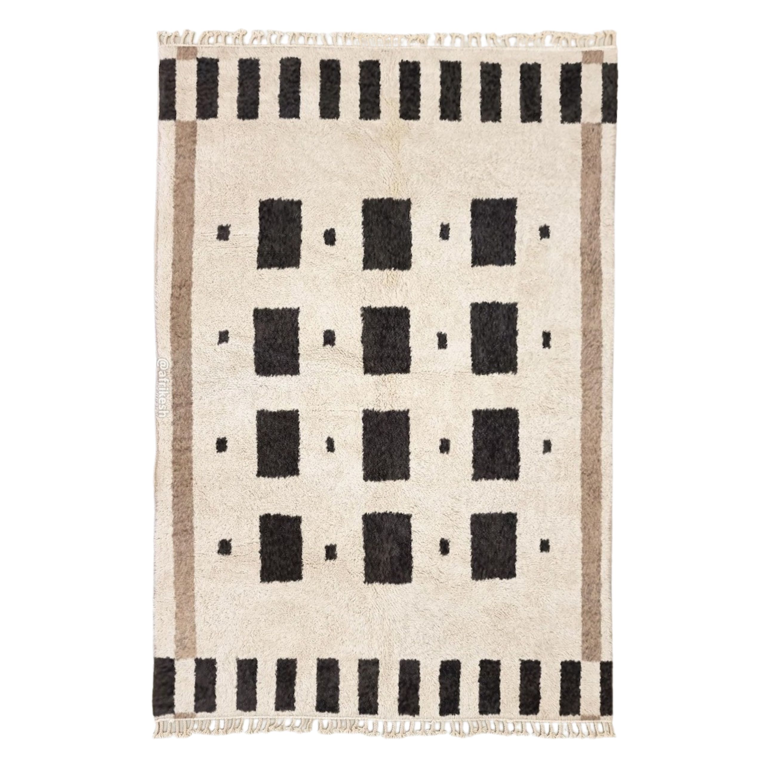 Tissilt – Beni Ourain Black and White Rug – Custom Geometric Rug