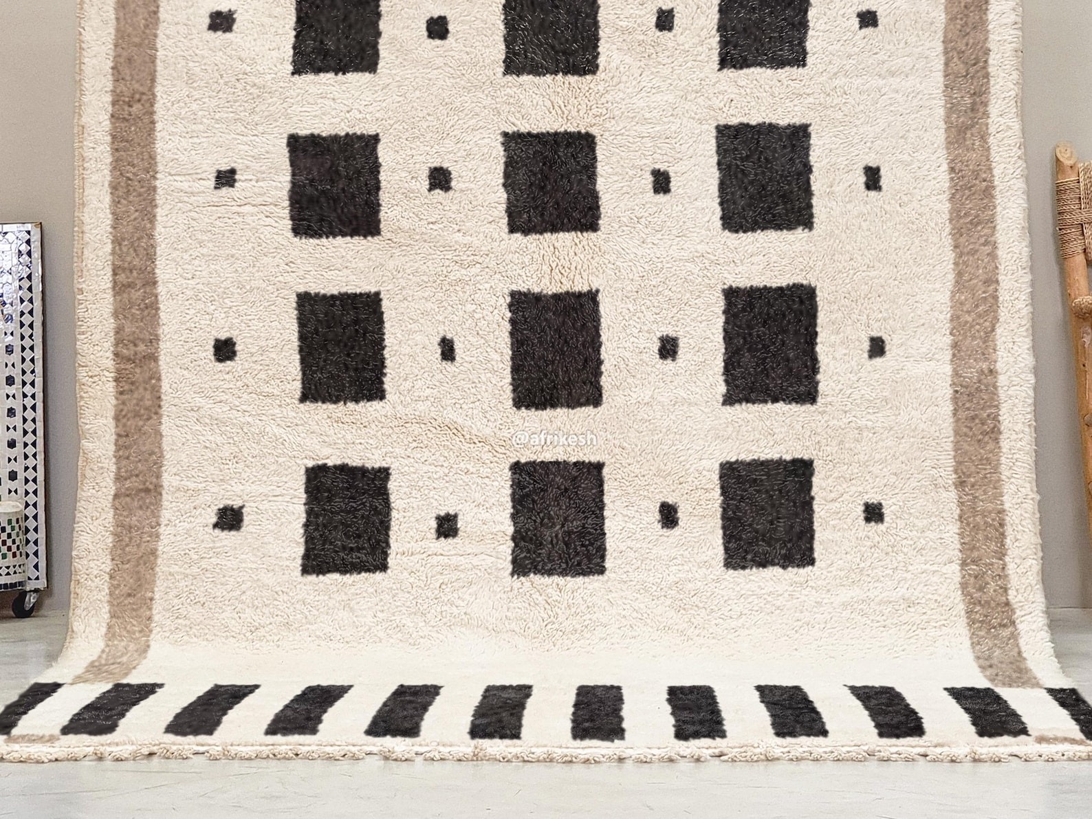 Tissilt – Beni Ourain Black and White Rug – Custom Geometric Rug - Image 6