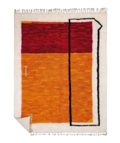 TURA –  Mustard and burgundy Rug – Beni Ourain Abstract Custom Rug