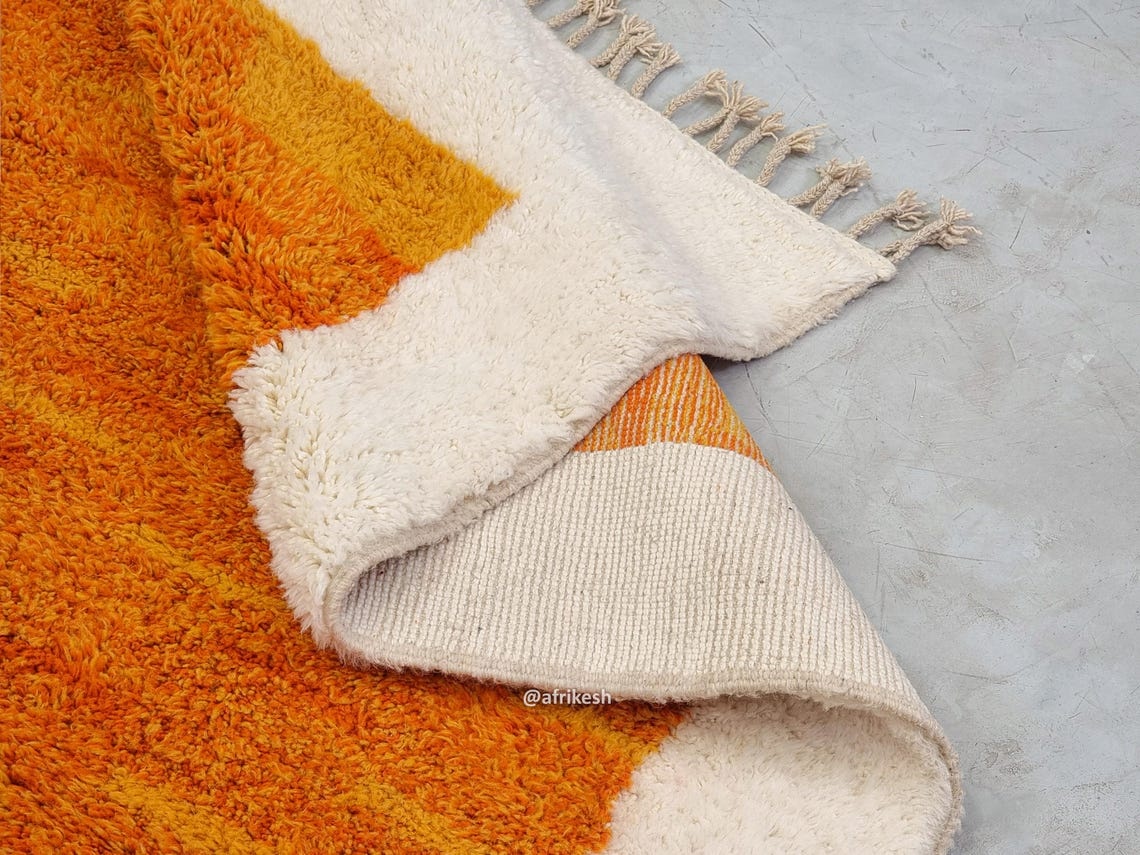 TURA – Mustard and burgundy Rug – Beni Ourain Abstract Custom Rug - Image 7