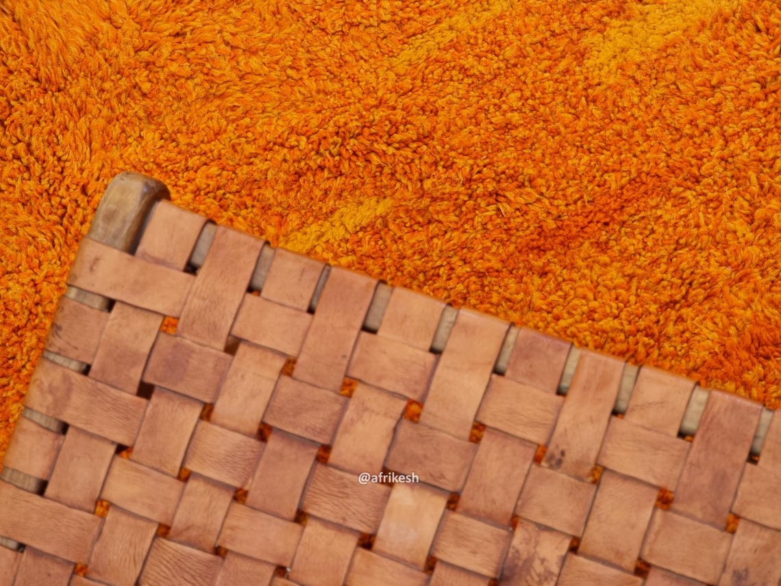 TURA – Mustard and burgundy Rug – Beni Ourain Abstract Custom Rug - Image 6