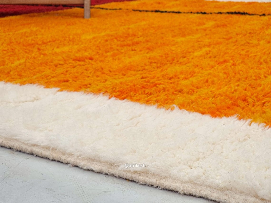 TURA – Mustard and burgundy Rug – Beni Ourain Abstract Custom Rug - Image 8