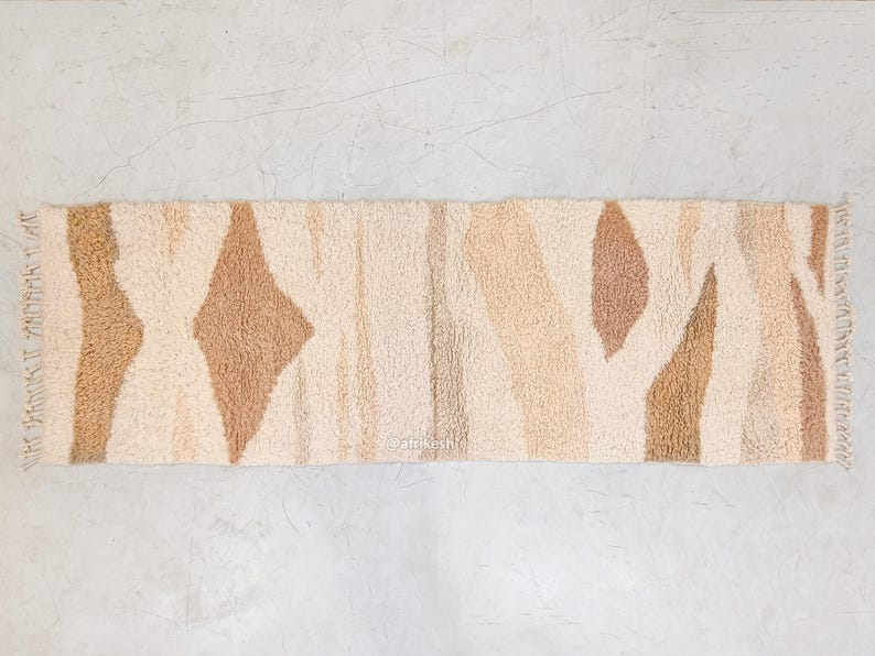 Zareen– brown and white Runner – Beni Ourain Custom Abstract Rug - Image 8