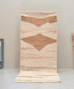 Zareen– brown and white Runner – Beni Ourain Custom Abstract Rug