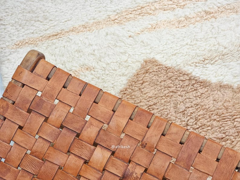 Zareen– brown and white Runner – Beni Ourain Custom Abstract Rug - Image 5