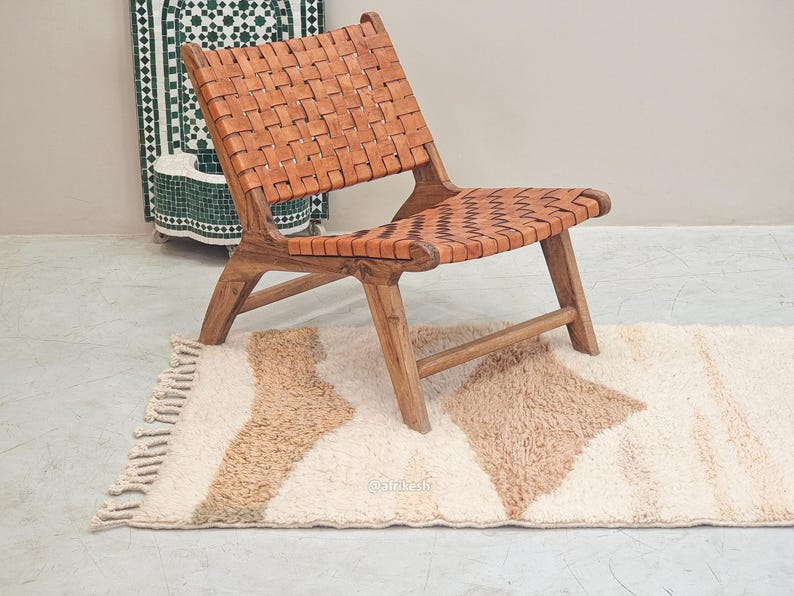 Zareen– brown and white Runner – Beni Ourain Custom Abstract Rug - Image 4