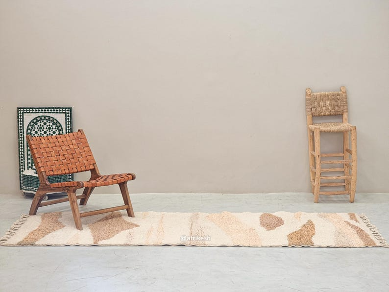 Zareen– brown and white Runner – Beni Ourain Custom Abstract Rug - Image 3