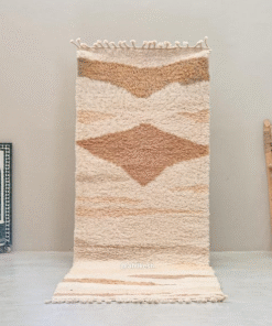 Zareen– brown and white Runner – Beni Ourain Custom Abstract Rug