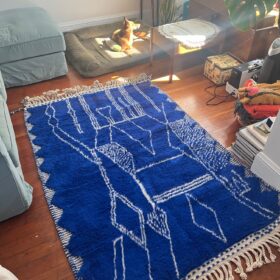 GHAZAL – Blue and White Carpet – Berber Beni Ourain Abstract Rug