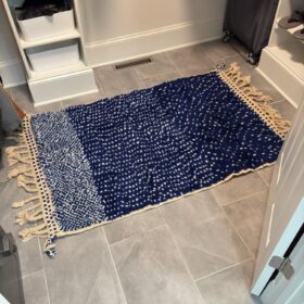 AMNAY-Moroccan Maroon And White Rug-Custom Beni Ourain Dotted Carpet