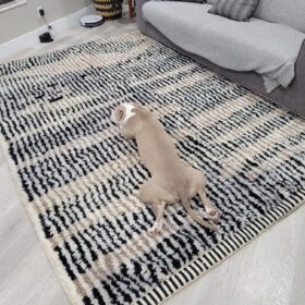 Sana– Green Striped Rug | Moroccan Beni Ourain Rug – Custom Sizes