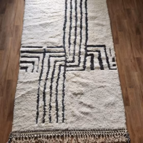 TAIBA – Beni Ourain Striped Rug – White & Teracotta Orange Custom  Rug