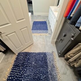 AMNAY-Moroccan Maroon And White Rug-Custom Beni Ourain Dotted Carpet