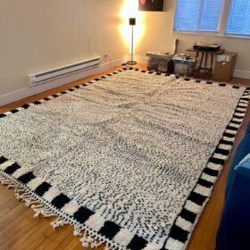 AMNAY-Moroccan Maroon And White Rug-Custom Beni Ourain Dotted Carpet