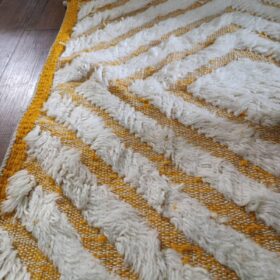 Aylin – Beni Ourain Tufted Rug – Custom Yellow And Green Rug – Moroccan Handmade Carpet